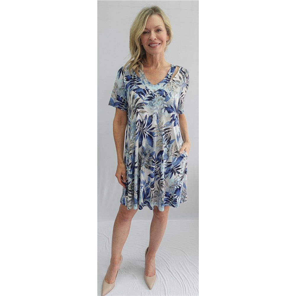 Robe imprimée avec poches - Taille : SMALL - Couleur : Bleu