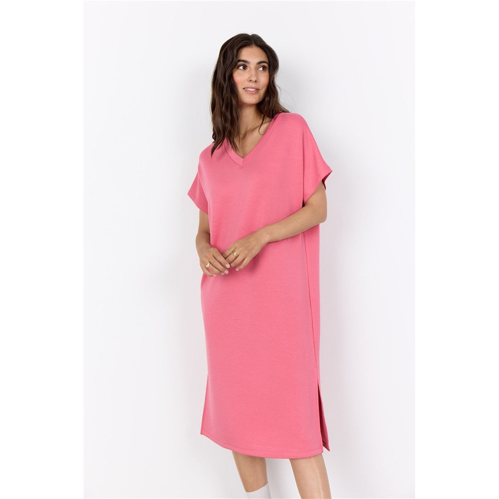 Robe longue col V - Taille : SMALL - Couleur : Rose