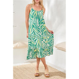 Robe midi fluide à imprimé tropical