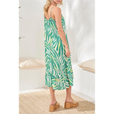 Robe midi fluide à imprimé tropical