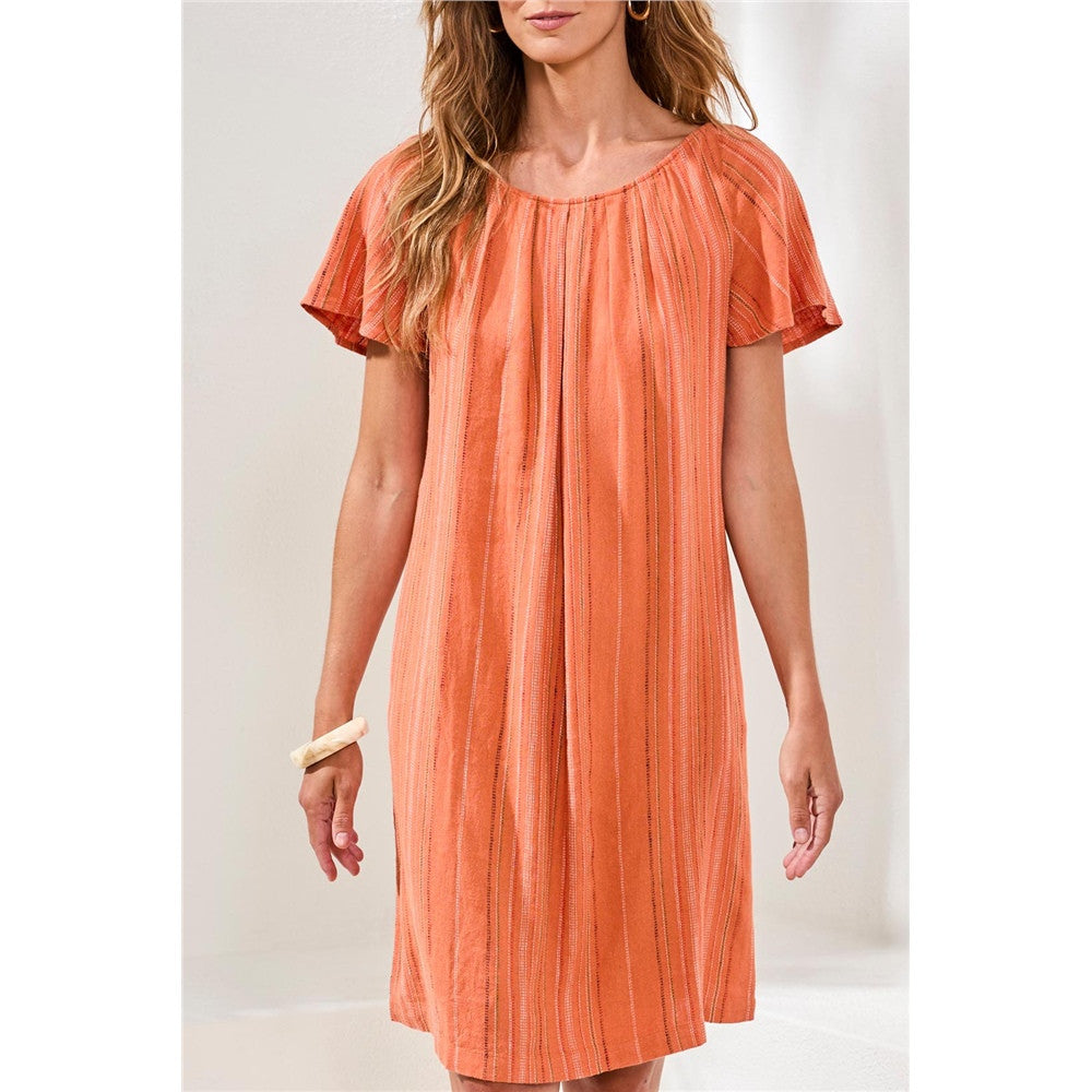 Robe rayée à dos lacé - Taille : SMALL - Couleur : Corail