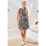Robe sans manches à imprimé animal - Taille : XSMALL - Couleur : Beige/Noir