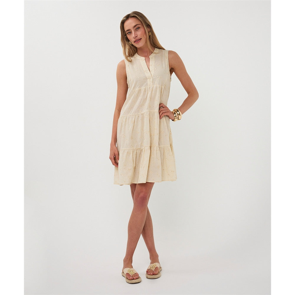 Robe sans manches avec broderie et sequins - Taille : 12 - Couleur : Sable pâle