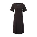 Robe unie à col V - Taille : SMALL - Couleur : Noir