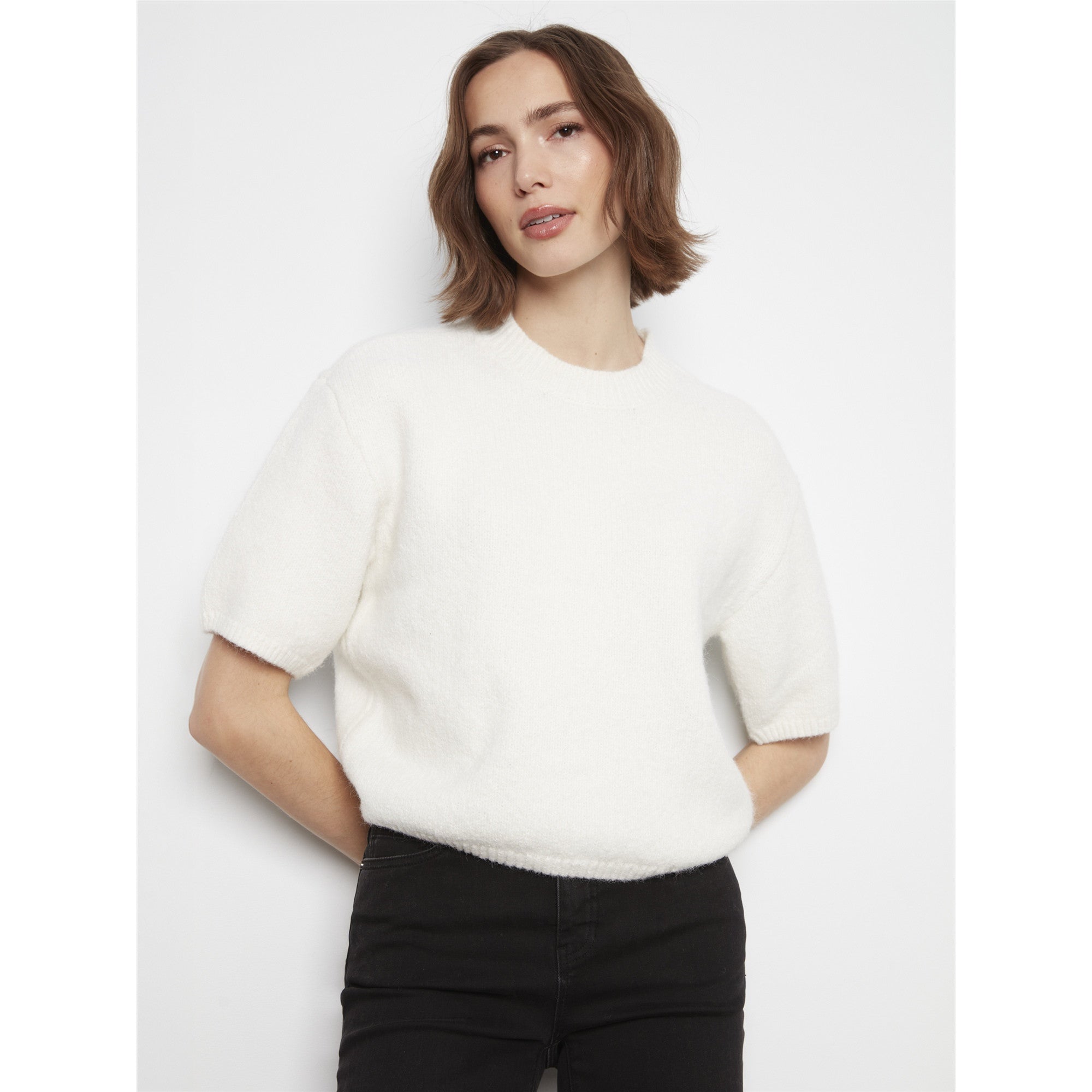 Sable | Chandail en tricot uni - Taille : XSMALL - Couleur : Écru