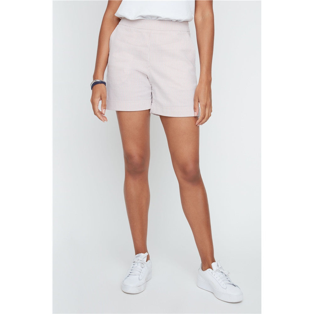 Short à fines rayures verticales - Taille : 8 - Couleur : Mocha