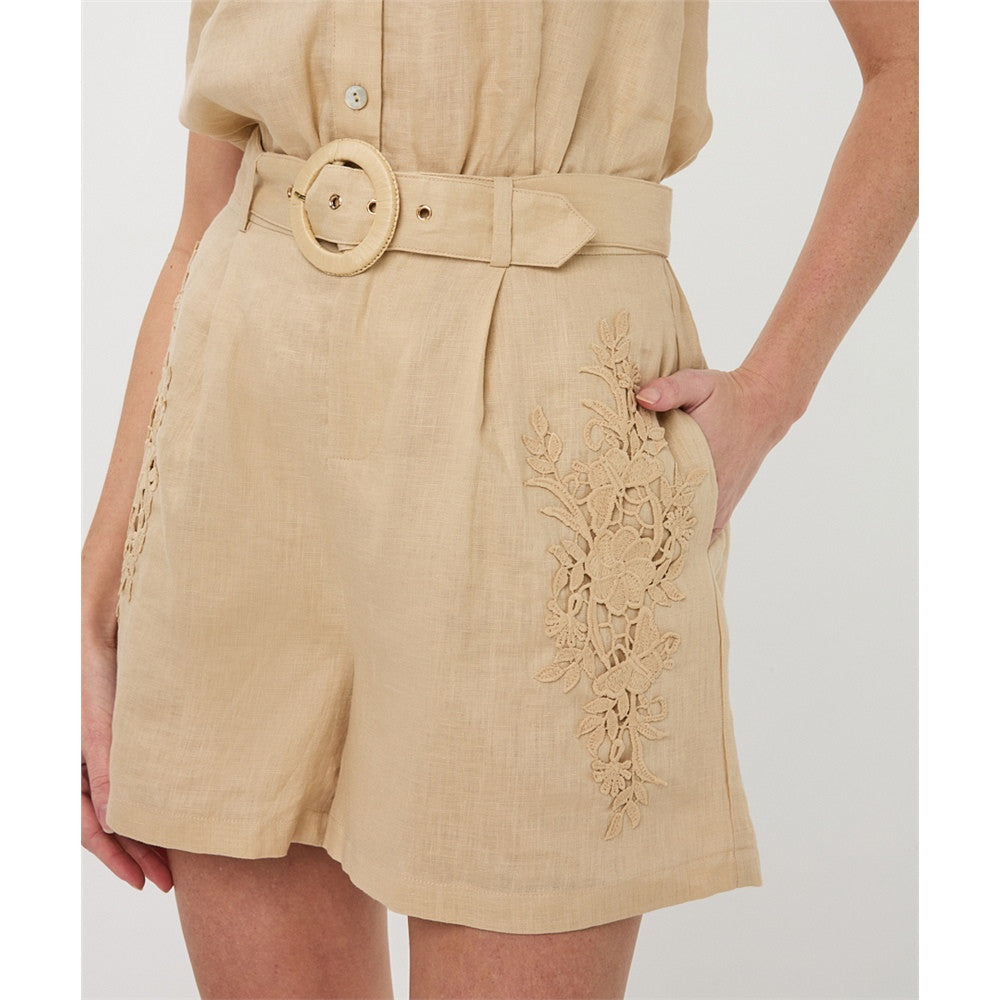 Short avec broderies - Taille : MEDIUM - Couleur : Sable