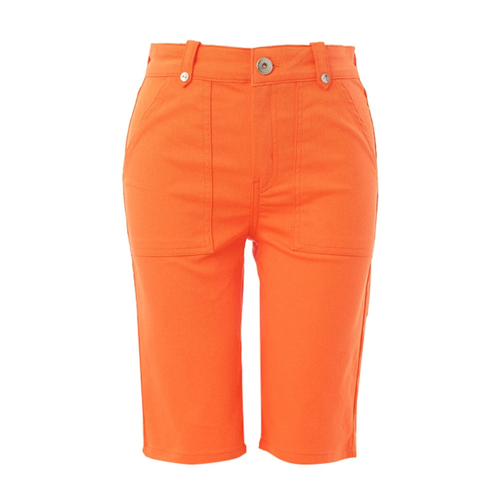 Short avec fermoir et bouton - Taille : 30 - Couleur : Orange