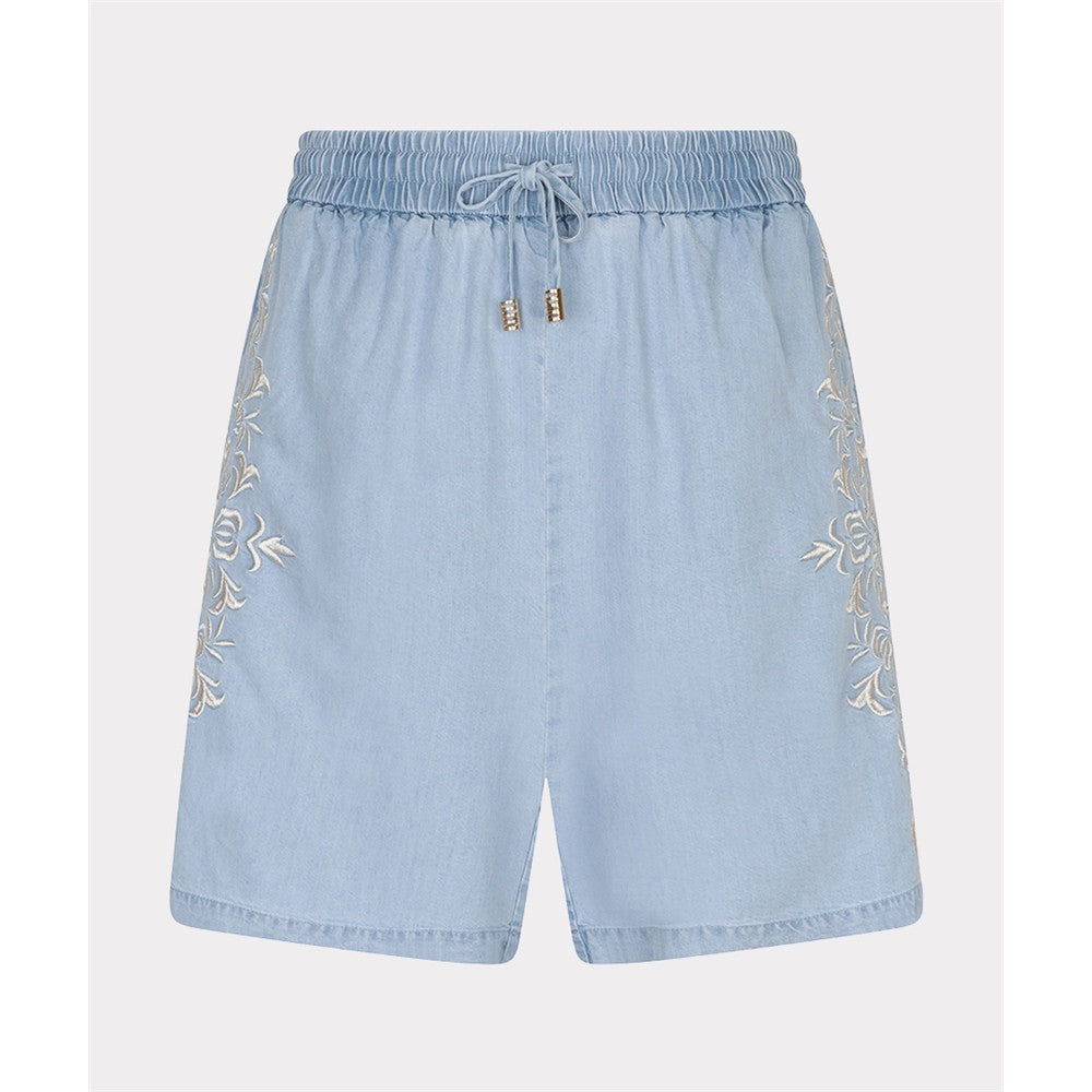 Short denim léger brodé