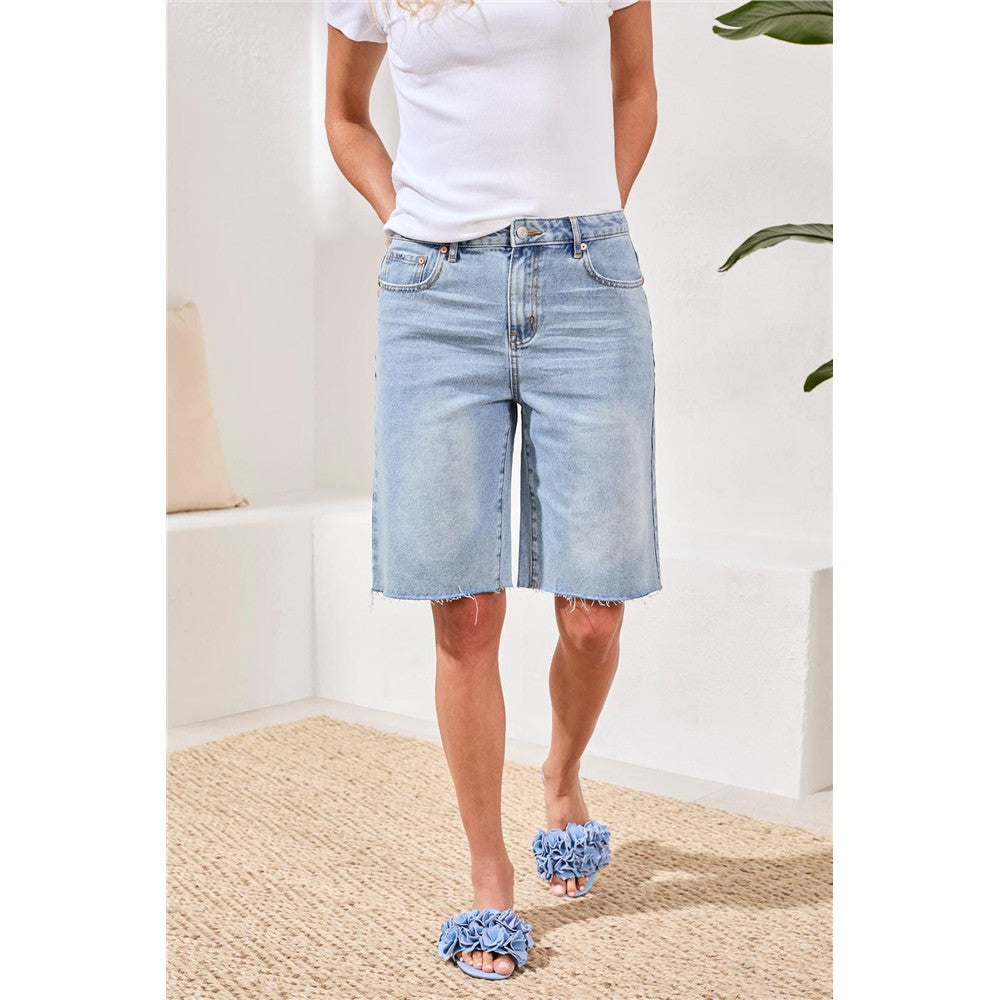 Short en denim extensible - Taille : 6 - Couleur : Denim Bleu pâle