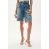 Short en jean droit - Taille : 6 - Couleur : Denim Bleu pâle