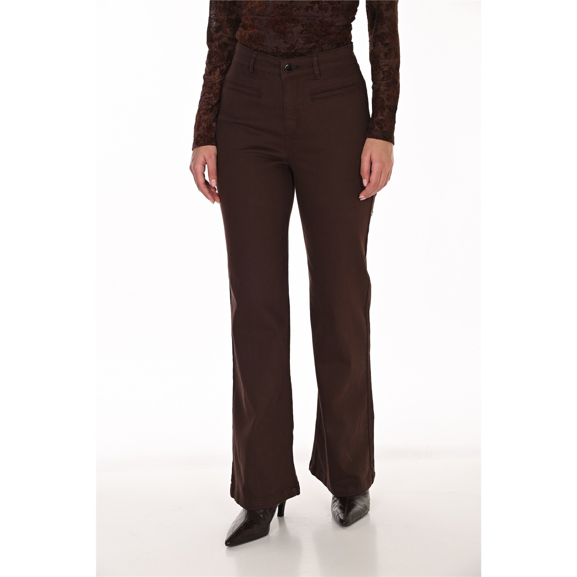 Sienna | Pantalon en denim uni - Taille : XSMALL - Couleur : Moka
