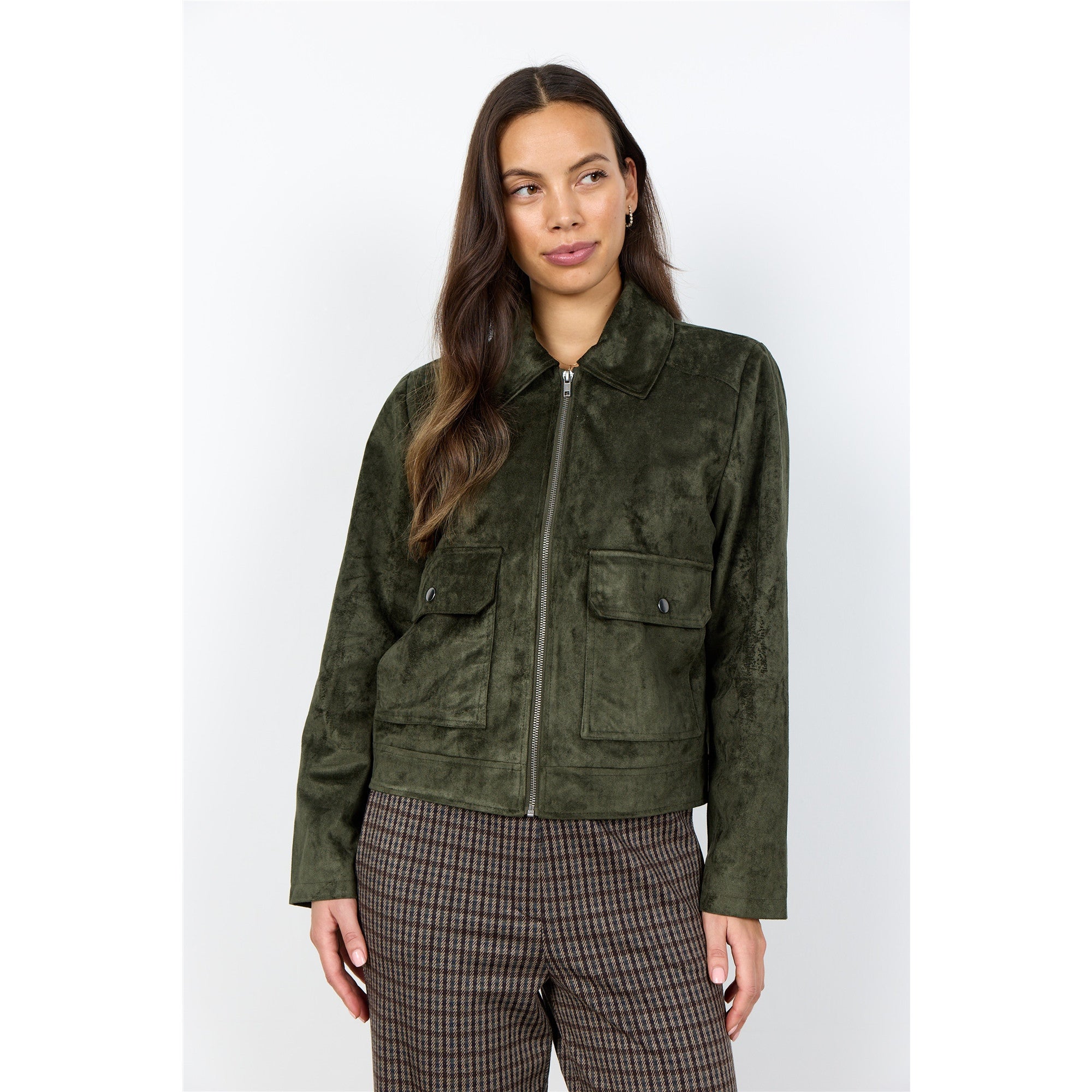 Sloane | Veste zippée en suédine - Taille : XSMALL - Couleur : Vert Forêt
