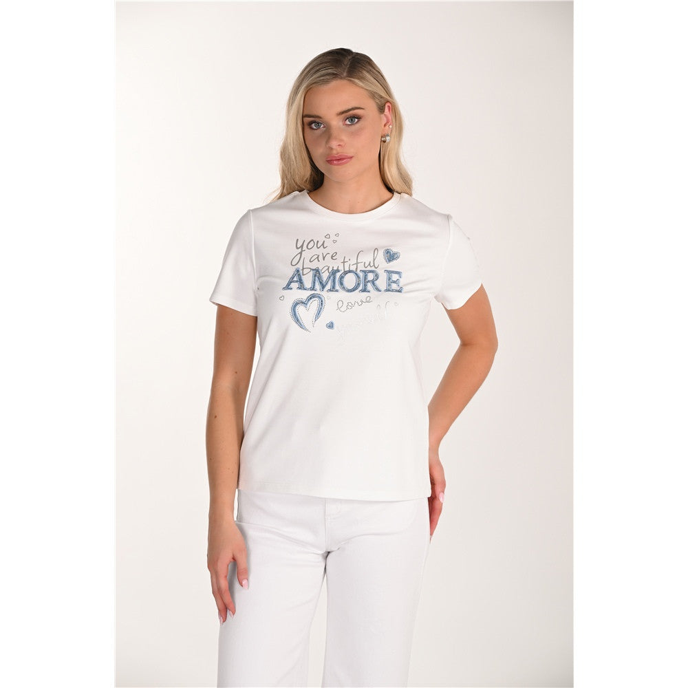 T-shirt " Amore " - Taille : SMALL - Couleur : Blanc cassé/Bleu
