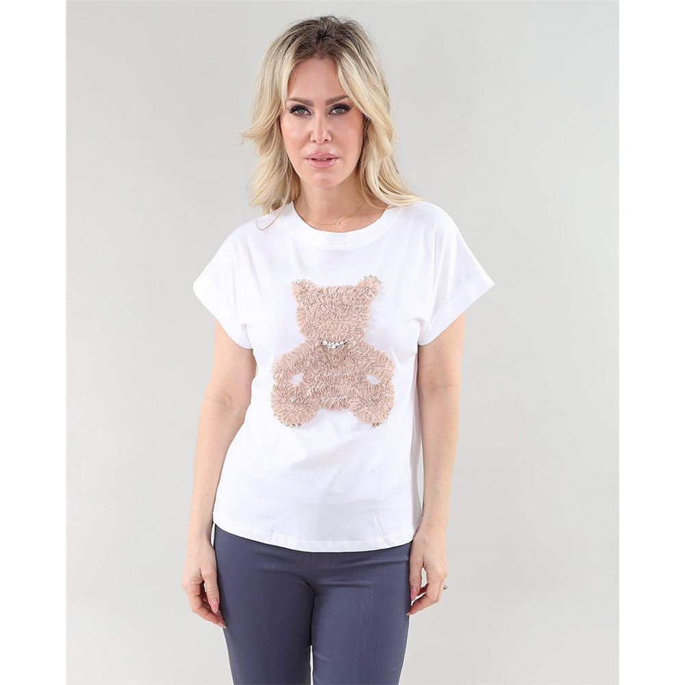 T-shirt Ourson avec chaîne - Taille : SMALL - Couleur : Blanc cassé