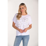 T-shirt à imprimé de fleurs - Taille : SMALL - Couleur : Blanc