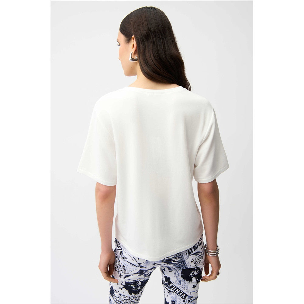 T-shirt à imprimé sur le devant et strass