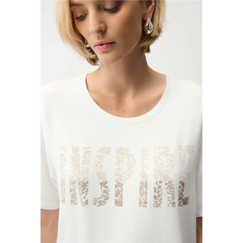 T-shirt à imprimé sur le devant et strass