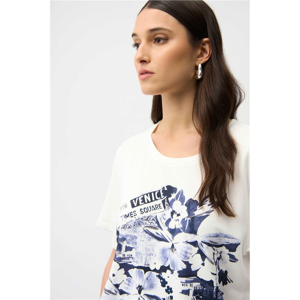 T-shirt à imprimé sur le devant et strass