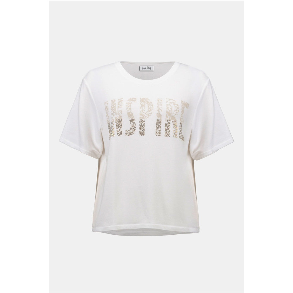 T-shirt à imprimé sur le devant et strass