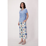 T-shirt à motif floral texturé et détails scintillants