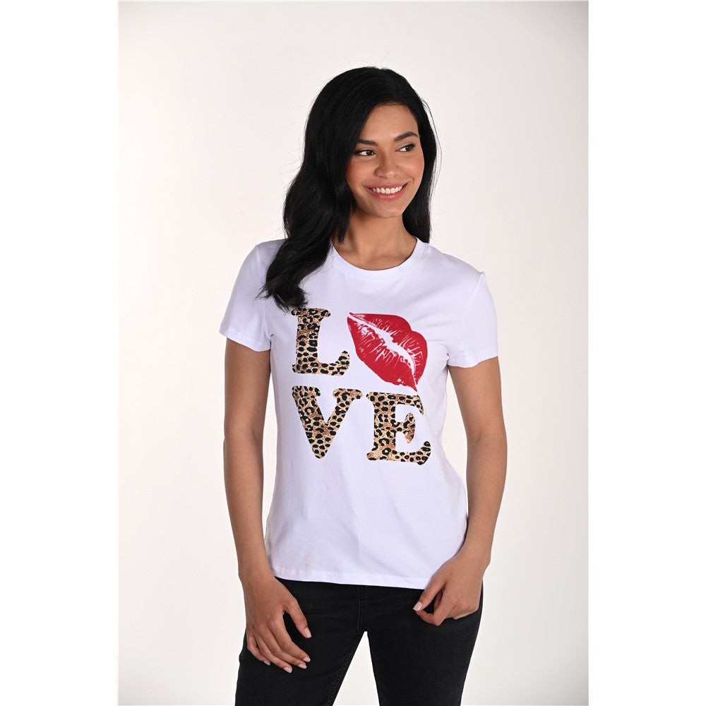 T-shirt avec bouche - Taille : LARGE - Couleur : Blanc