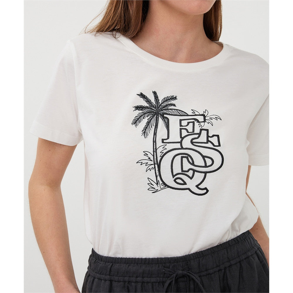 T-shirt avec broderie - Taille : XLARGE - Couleur : Blanc cassé/Noir