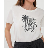 T-shirt avec broderie - Taille : XLARGE - Couleur : Blanc cassé/Noir