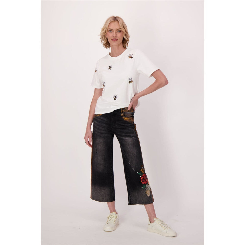 T-shirt avec broderies d'abeilles
