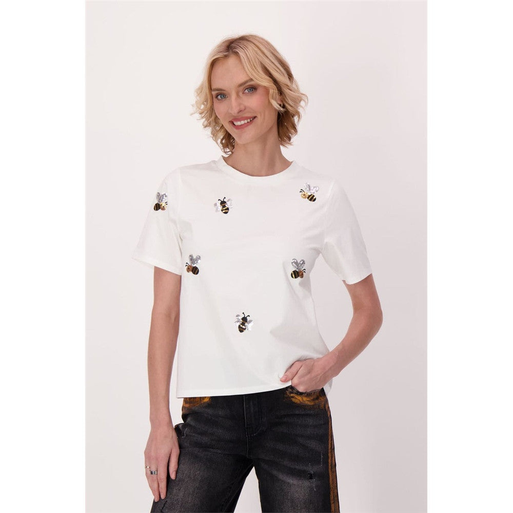 T-shirt avec broderies d'abeilles - Taille : MEDIUM - Couleur : Blanc