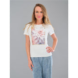 T-shirt avec fleur - Taille : SMALL - Couleur : Blanc cassé
