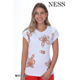 T-shirt avec motifs brodés - Taille : MEDIUM - Couleur : Blanc