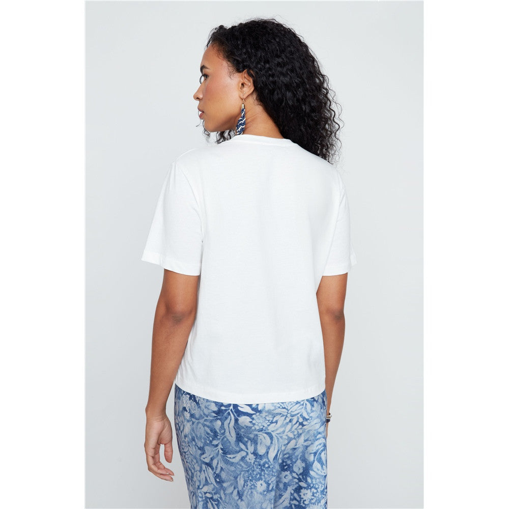 T-shirt blanc avec poche en denim