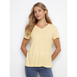 T-shirt col V - Taille : LARGE - Couleur : Jaune