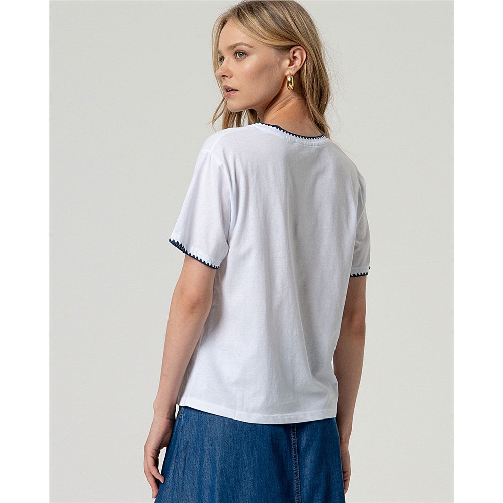 T-shirt encolure ronde avec finition contrastante