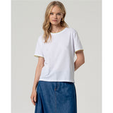 T-shirt encolure ronde avec finition contrastante - Taille : MEDIUM - Couleur : Blanc/Lime