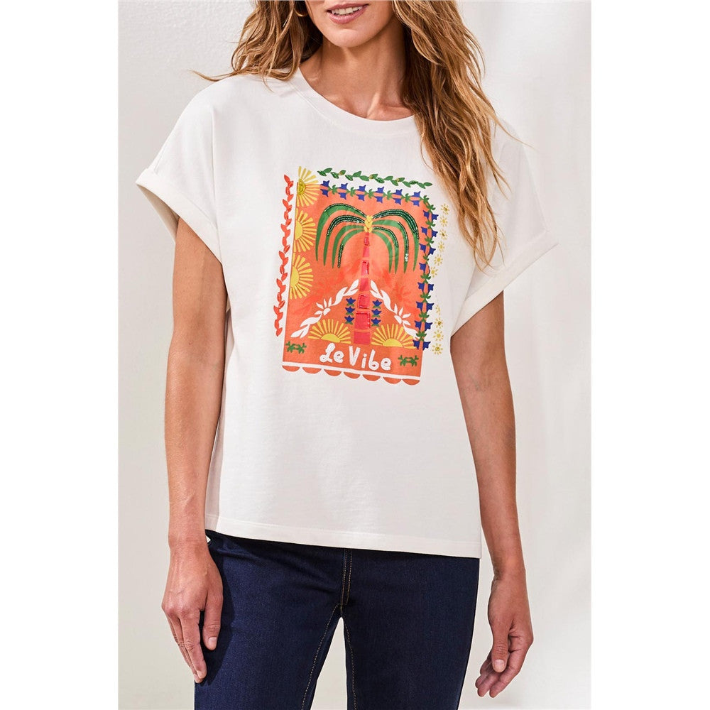 T-shirt graphique « Le Vibe » - Taille : XSMALL - Couleur : Blanc