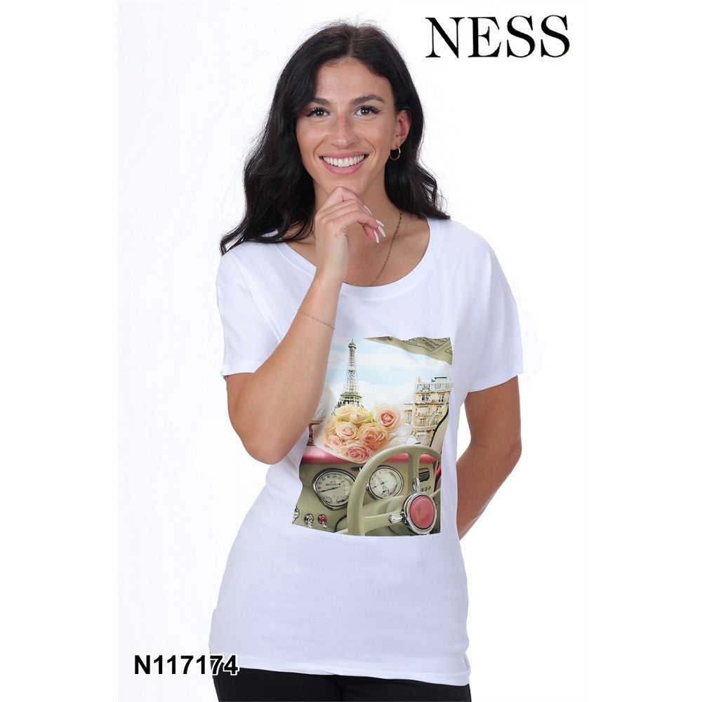 T-shirt imprimé Paris - Taille : XXLARGE - Couleur : Blanc