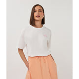 T-shirt imprimé " Voyages " - Taille : XSMALL - Couleur : Blanc cassé/Rose