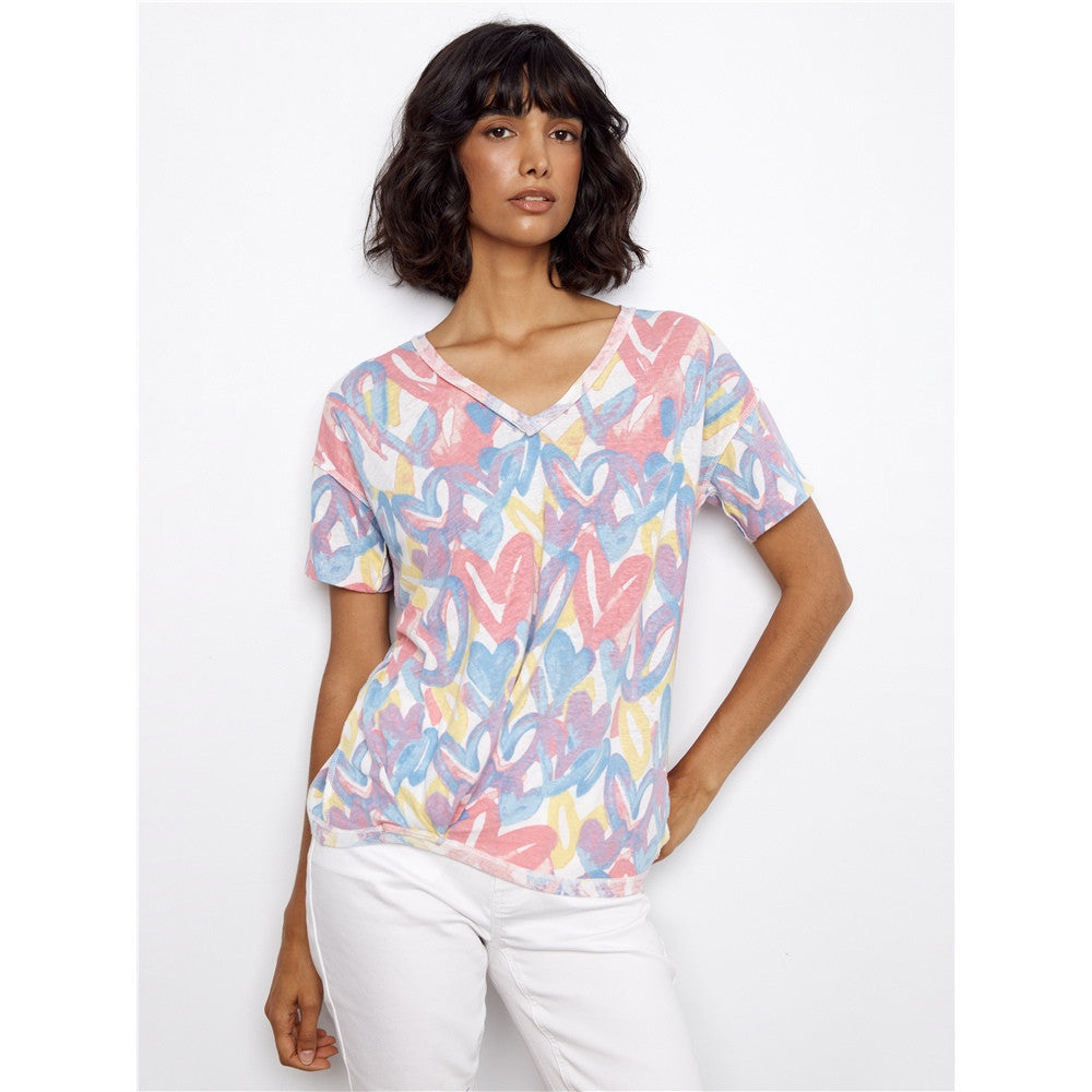 T-shirt imprimé cœurs pastel