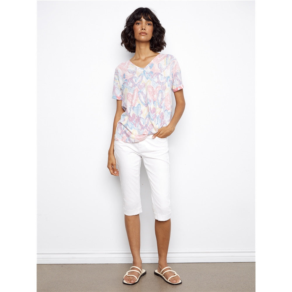 T-shirt imprimé cœurs pastel