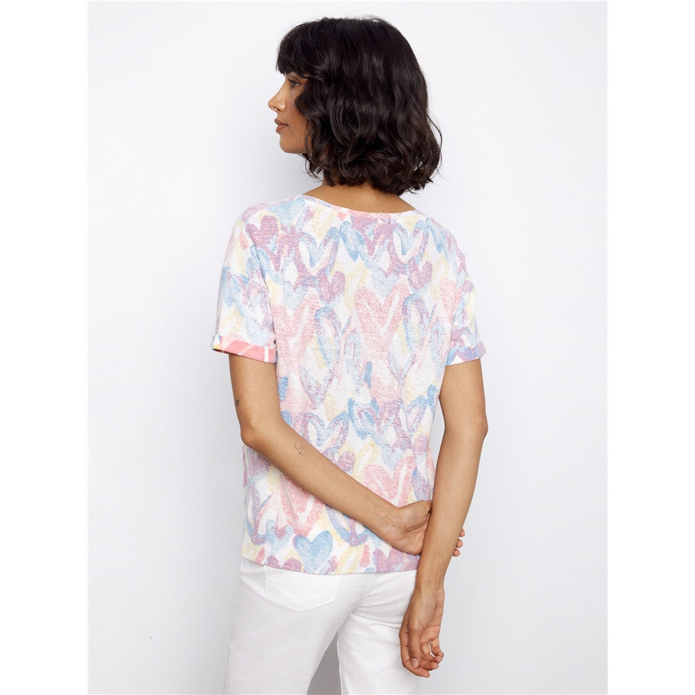 T-shirt imprimé cœurs pastel