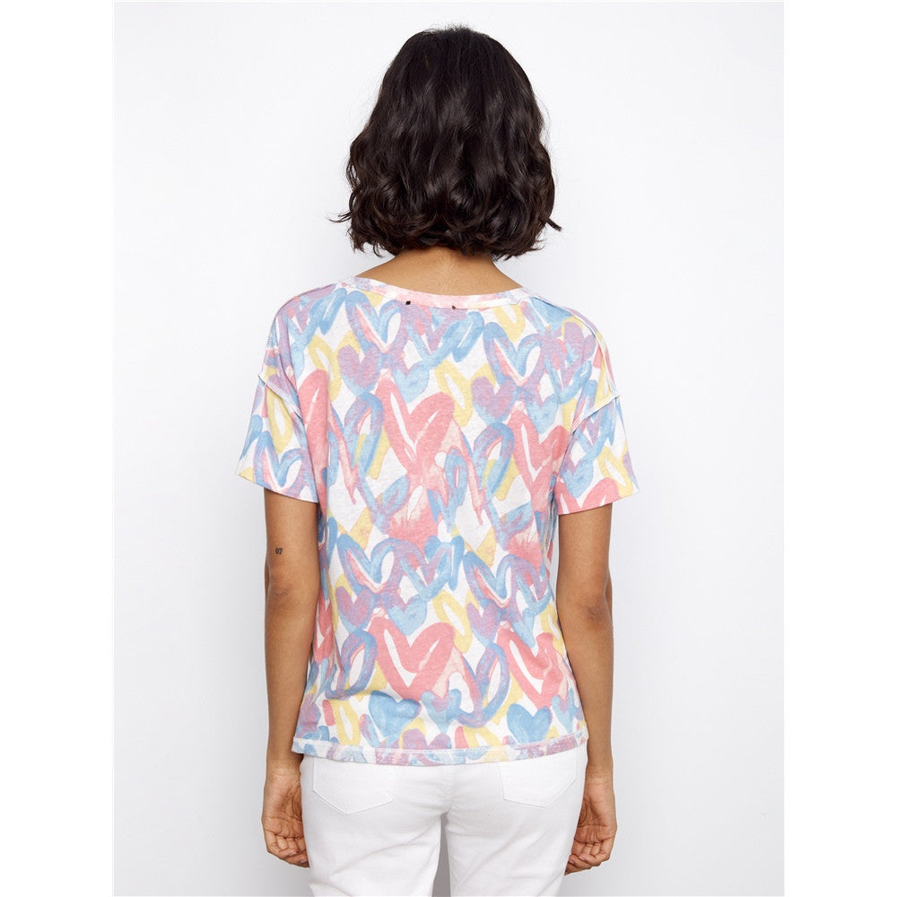 T-shirt imprimé cœurs pastel