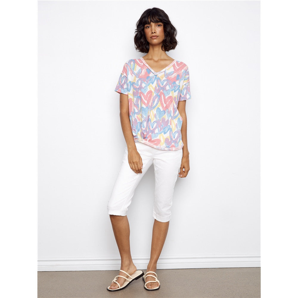 T-shirt imprimé cœurs pastel