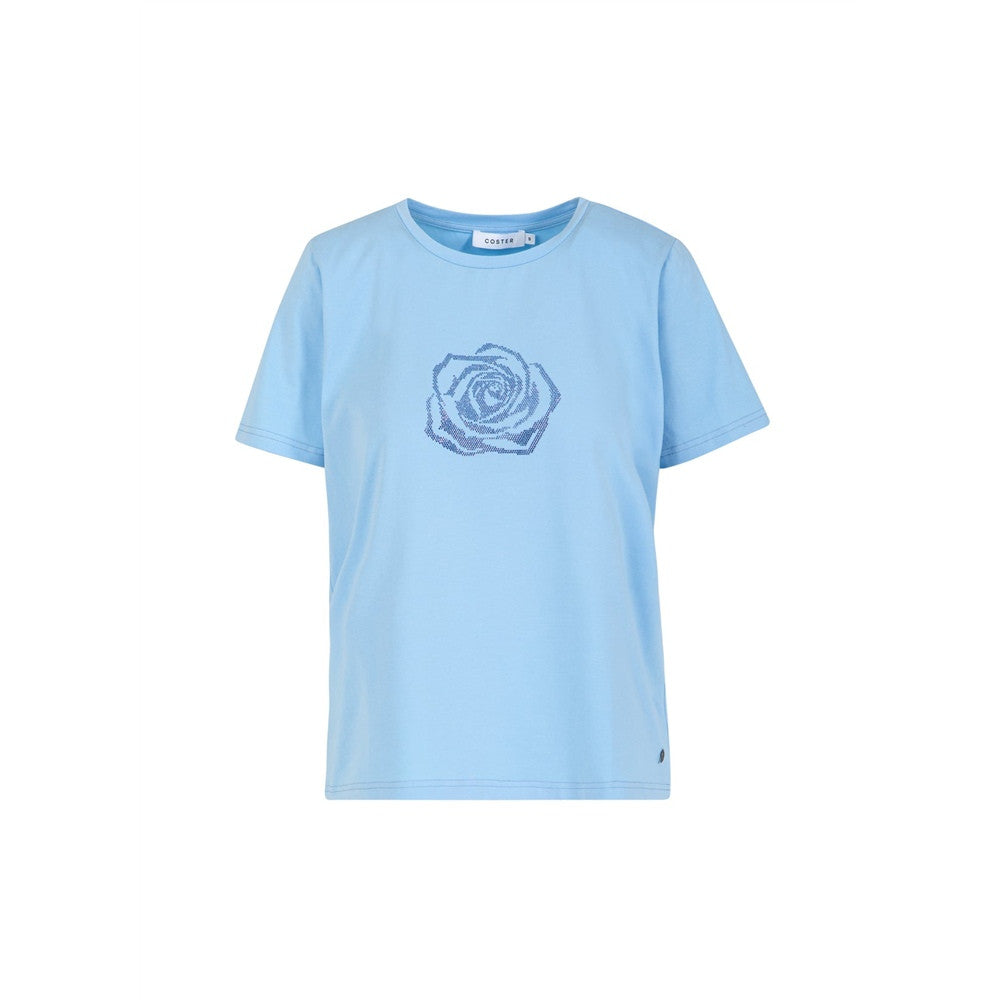 T-shirt imprimé fleur avec brillants