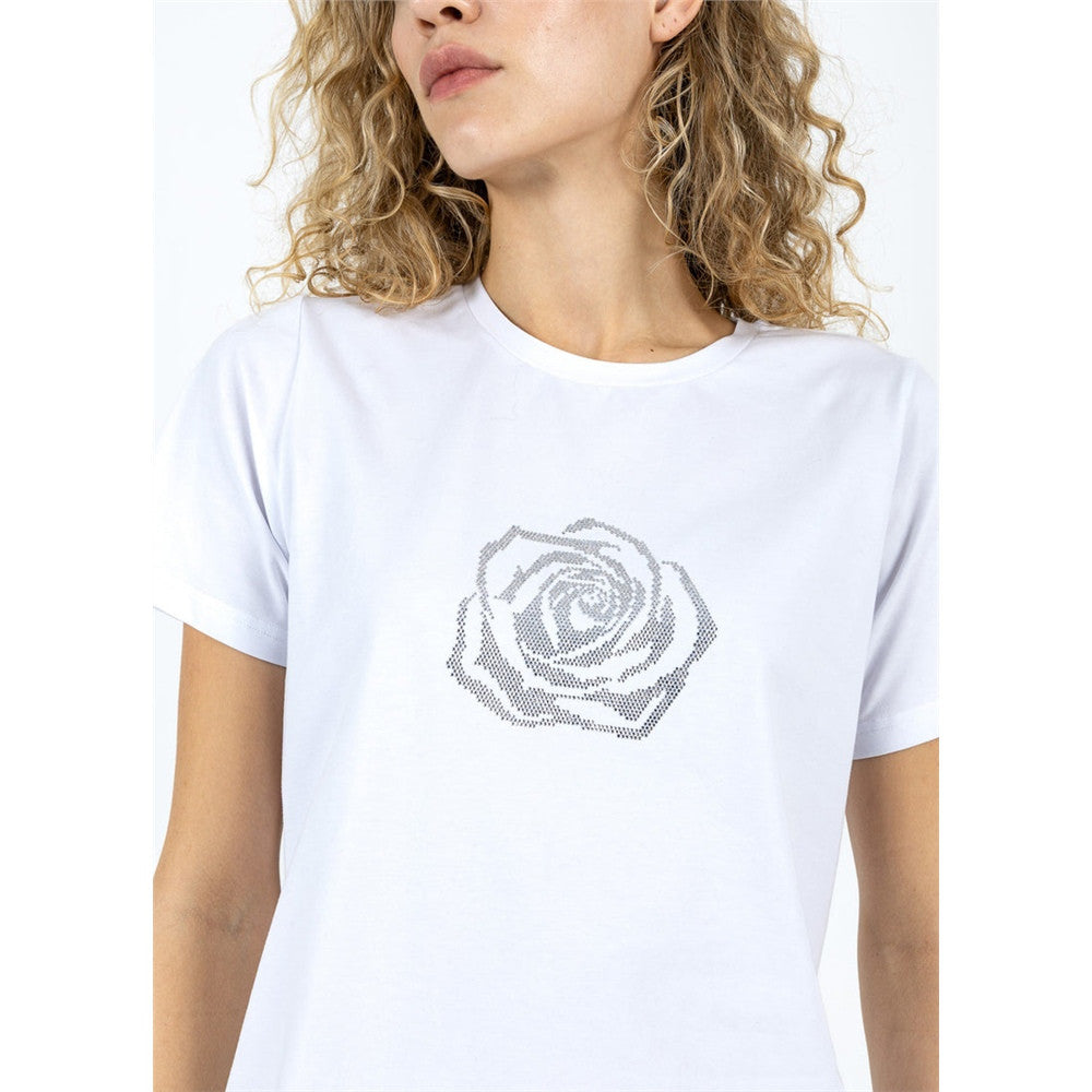 T-shirt imprimé fleur avec brillants