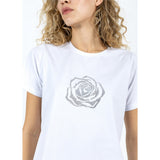 T-shirt imprimé fleur avec brillants
