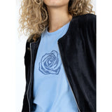 T-shirt imprimé fleur avec brillants