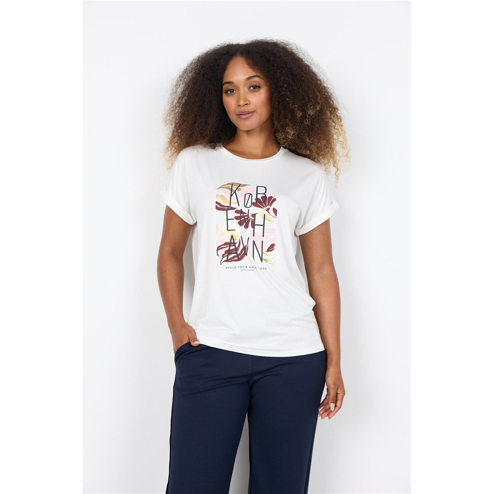 T-shirt imprimé floral - Taille : SMALL - Couleur : Blanc cassé