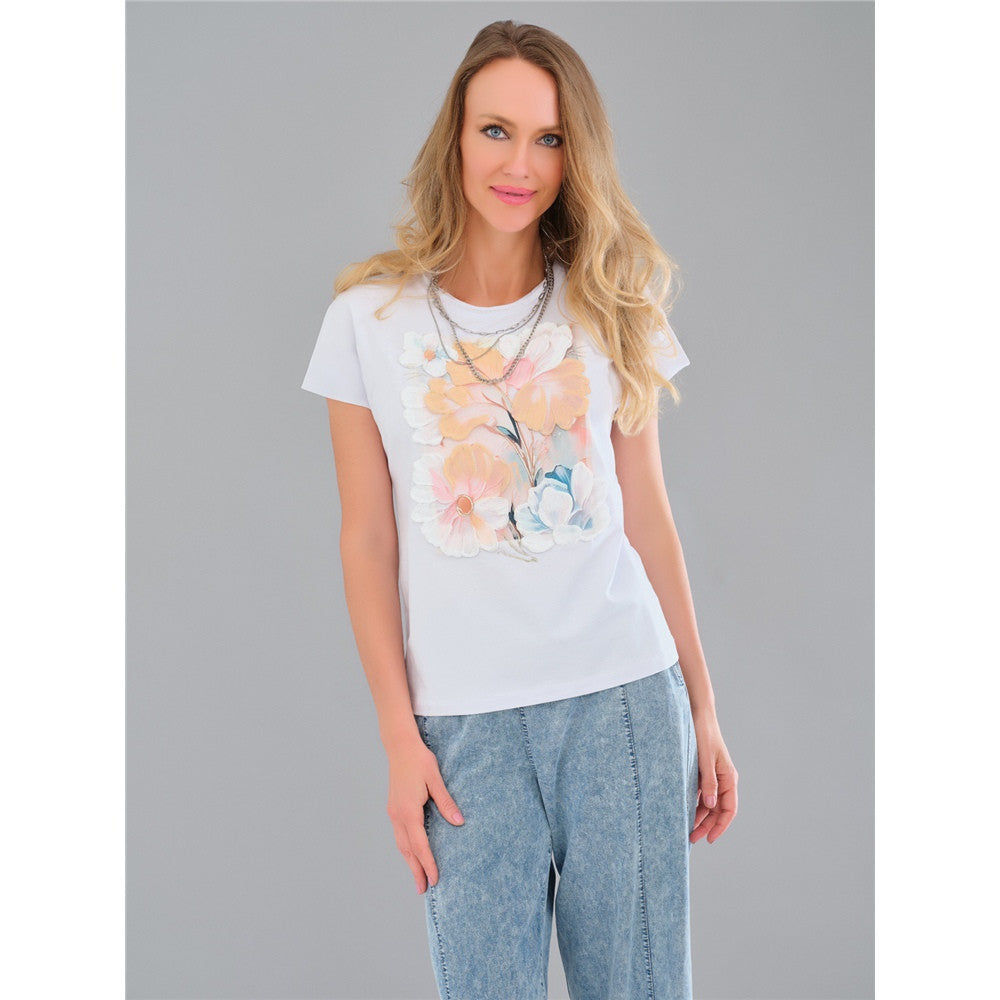 T-shirt imprimé floral - Taille : XSMALL - Couleur : Blanc